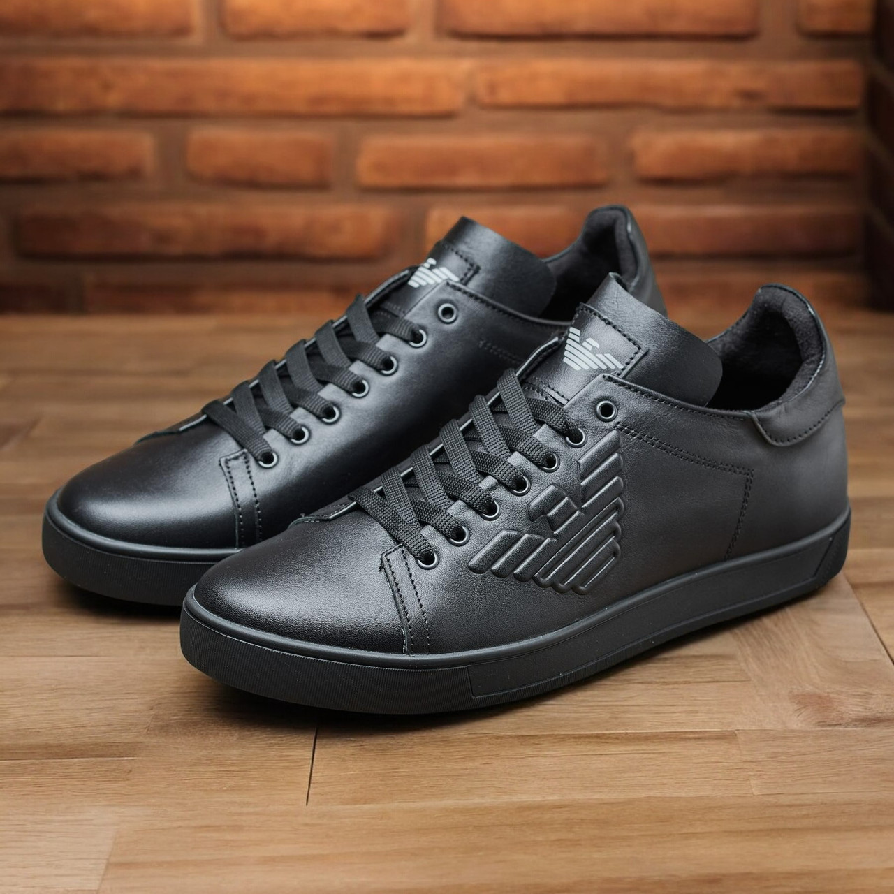 Чоловічі шкіряні кеди (натуральна шкіра) демісезонні чорні, чоловіче взуття весна осінь, розмір 40 41 42 43 44 45, фото 1