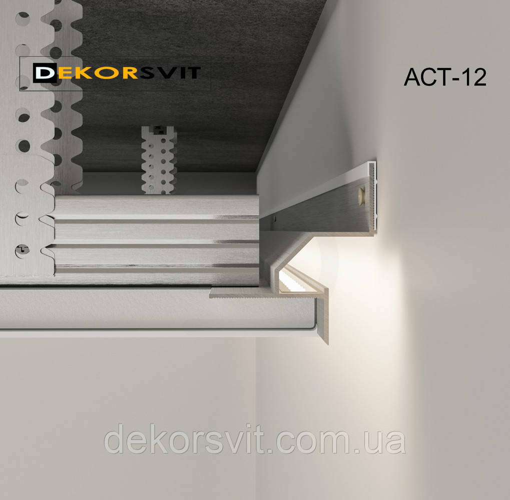 Профіль тіньового шва 12 мм АСТ12 із каналом для Led стрічки, 12*30мм