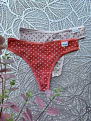 Жіночі стрінги в горох бавовняні набір 2шт