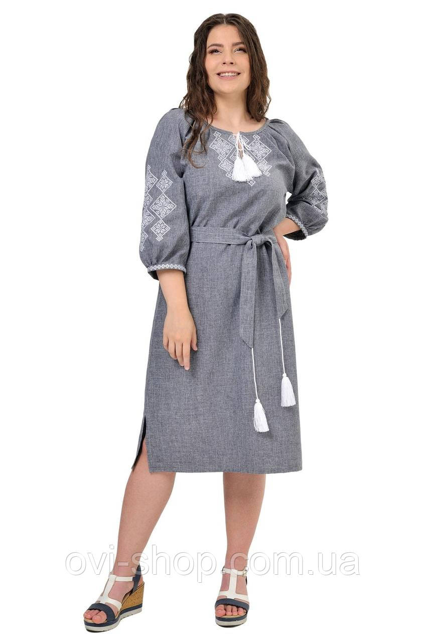 Жіноча сукня з вишивкою «Слобожаночка» сірий, фото 1