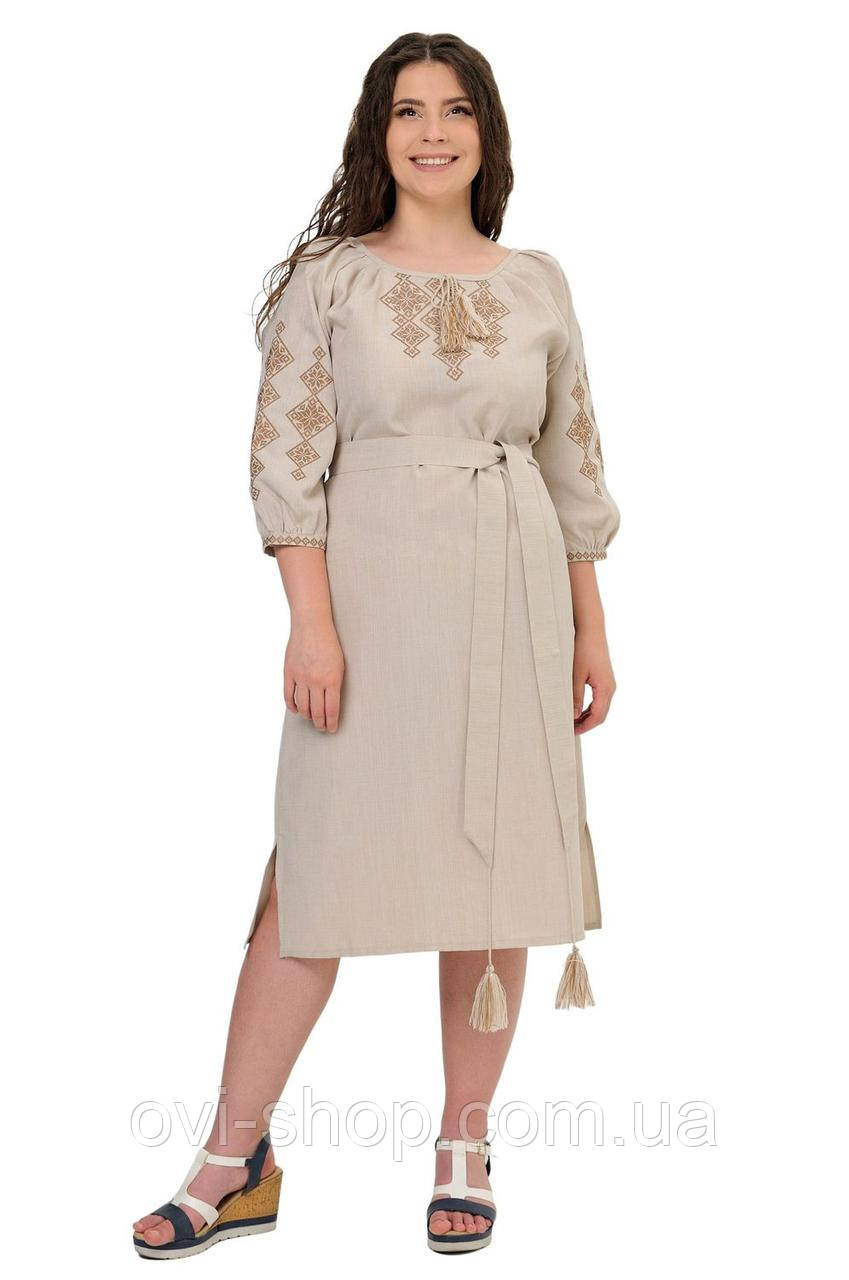 Жіноча сукня з вишивкою «Слобожаночка» бежевий, фото 1