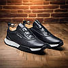Чоловічі шкіряні кросівки (натуральна шкіра), чоловіче взуття весна осінь, чорні демісезонні кроси, розмір 40 41 42 43 44 45, фото 2