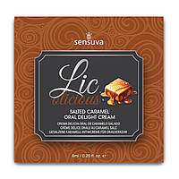 Пробник геля для мінету Sensuva Lic-o-licious Salted Caramel (6 мл), оліїстий, без цукру - SX0664