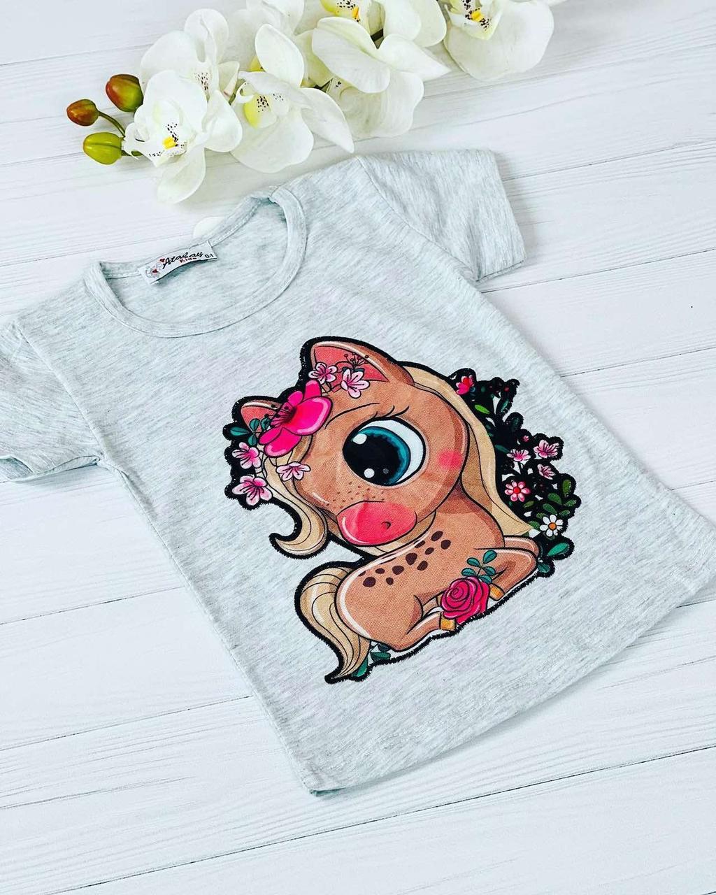 Дитяча футболка "Dino", трикотаж, для дівчаток (0-1 років) з малюнком