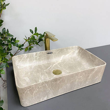 Умивальник (раковина) VBI ARABBA M BEIGE STONE MATT накладний, фото 1