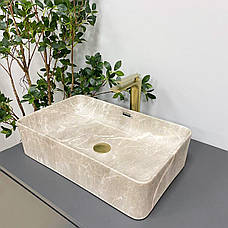 Умивальник (раковина) VBI ARABBA M BEIGE STONE MATT накладний, фото 4