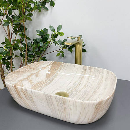 Умивальник (раковина) VBI RAVENNA TRAVERTINE GLOSSY накладний, фото 1