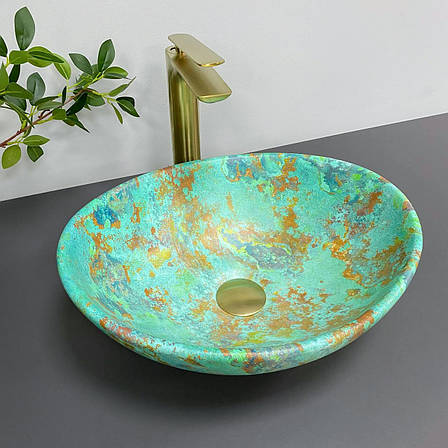 Умивальник (раковина) VBI PARMA MARBLE GREEN MATT накладний, фото 1