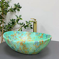 Умивальник (раковина) VBI PARMA MARBLE GREEN MATT накладний, фото 6