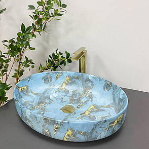 Умивальник (раковина) VBI UDINE MARBLE BLUE MATT накладний, фото 1