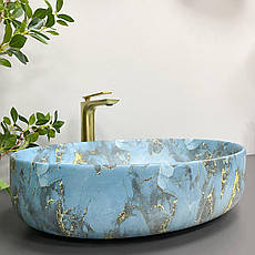 Умивальник (раковина) VBI UDINE MARBLE BLUE MATT накладний, фото 5