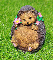 Садова фігура Їжачок з квітами (13х8х9 см), їжачок для саду, садові фігури з полістоуну