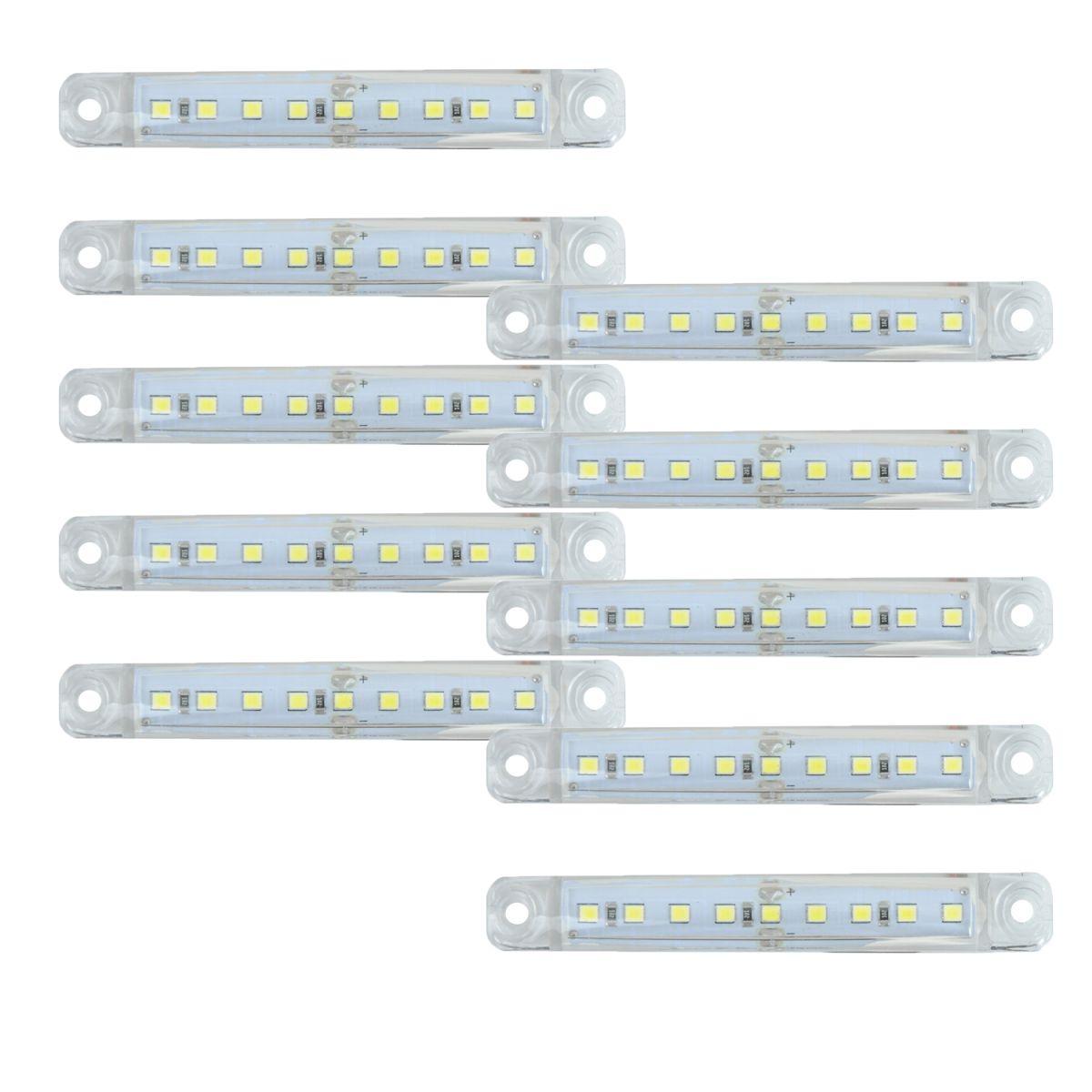 Габарит LED прямокутний 100х15 мм / 12/24V / 9 діодів / Білий 10 шт (EMR 53B), фото 1