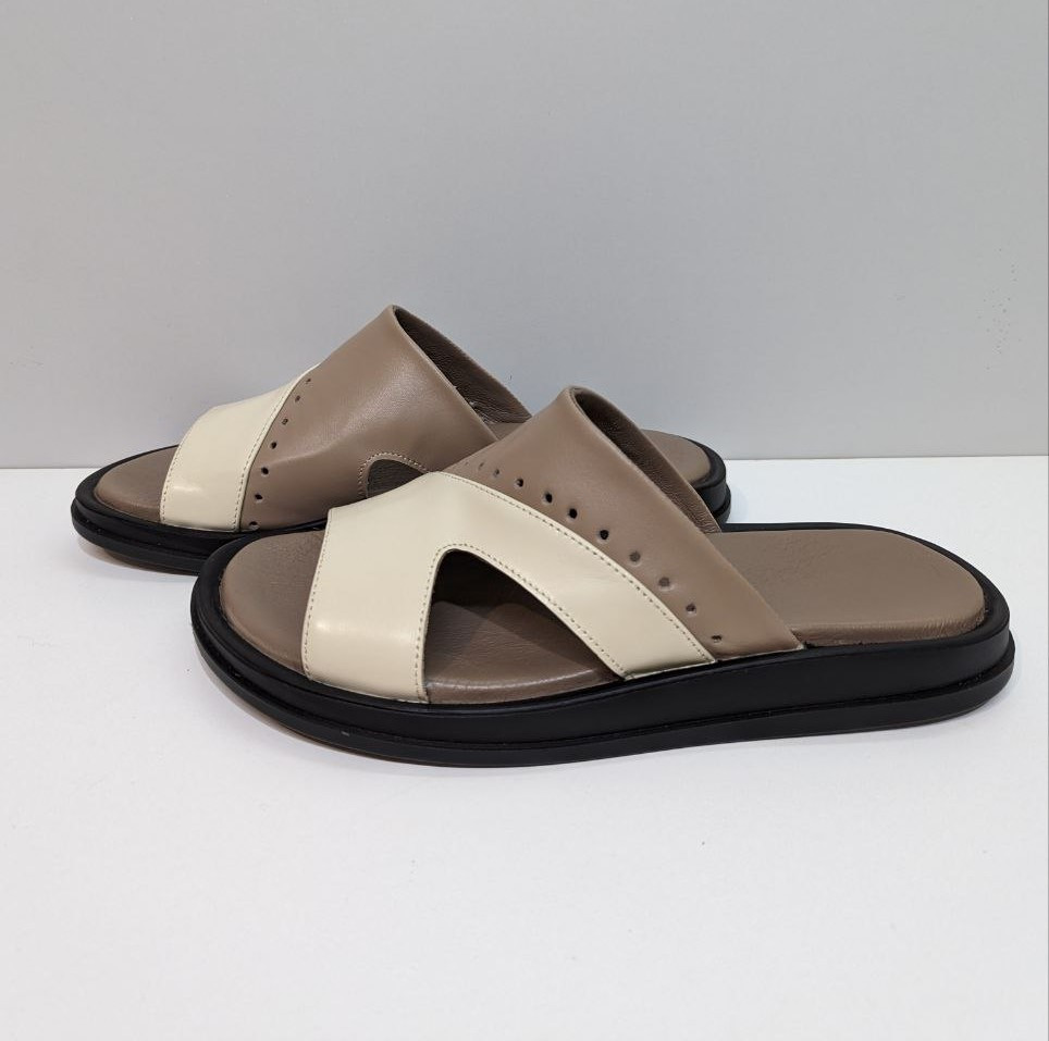 STTOPA Розміри 40-45. Шльопанці великих розмірів шкіряні. 458-4045 Бежеві Молочні, фото 1