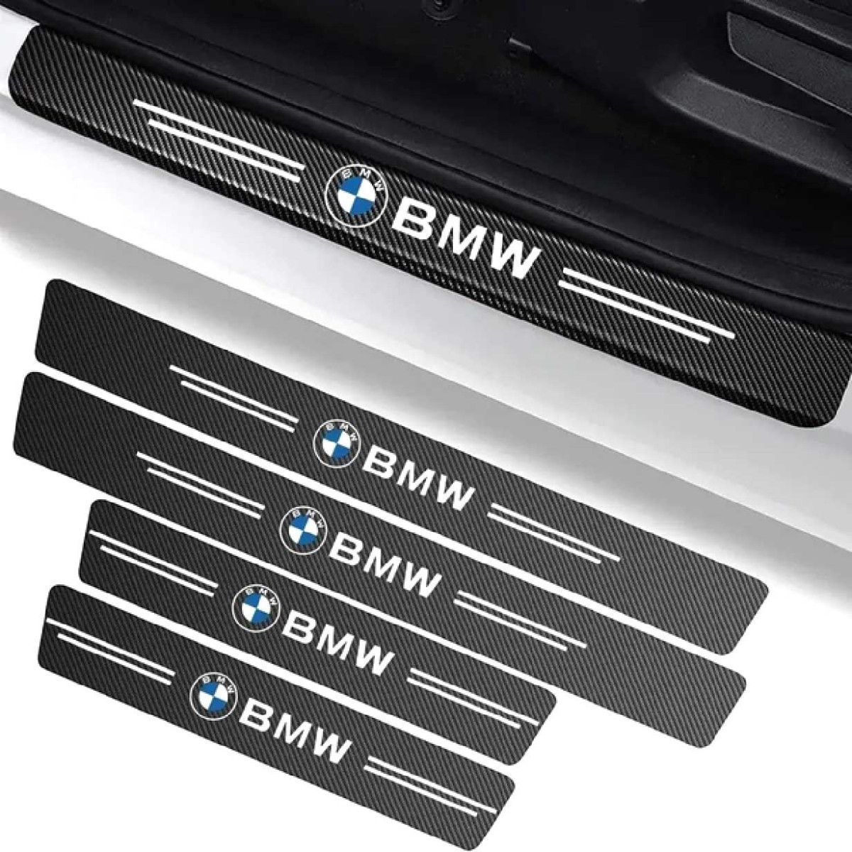 Захисна плівка накладка на пороги для BMW Чорний Карбон 4 шт., фото 1