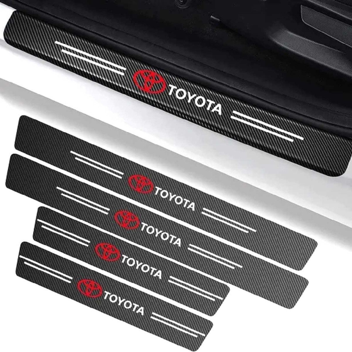 Захисна плівка накладка на пороги для Toyota Чорний Карбон 4 шт., фото 1