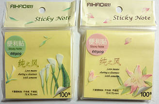 Блок для нотаток 76*76 з клейкою кулею, 66909 100арк., Жовтий