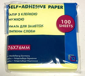 Блок для нотаток 76*76 з клейкою кулею, А-835 100арк., Жовтий