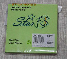 Блок для нотаток 76*76 з клейкою кулею, А-839 100арк., Зелений