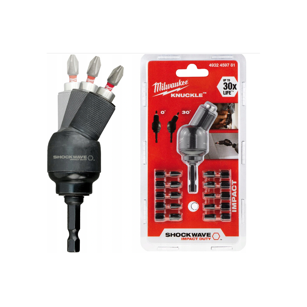 Кутова насадка KNUCKLETMSHOCKWAVETM + 10 бітів у комплекті MILWAUKEE 4932459781