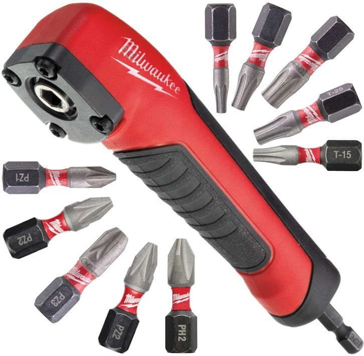 Кутова насадка MILWAUKEE SHOCKWAVE + 10 бітів 25 мм 4932471274, фото 1