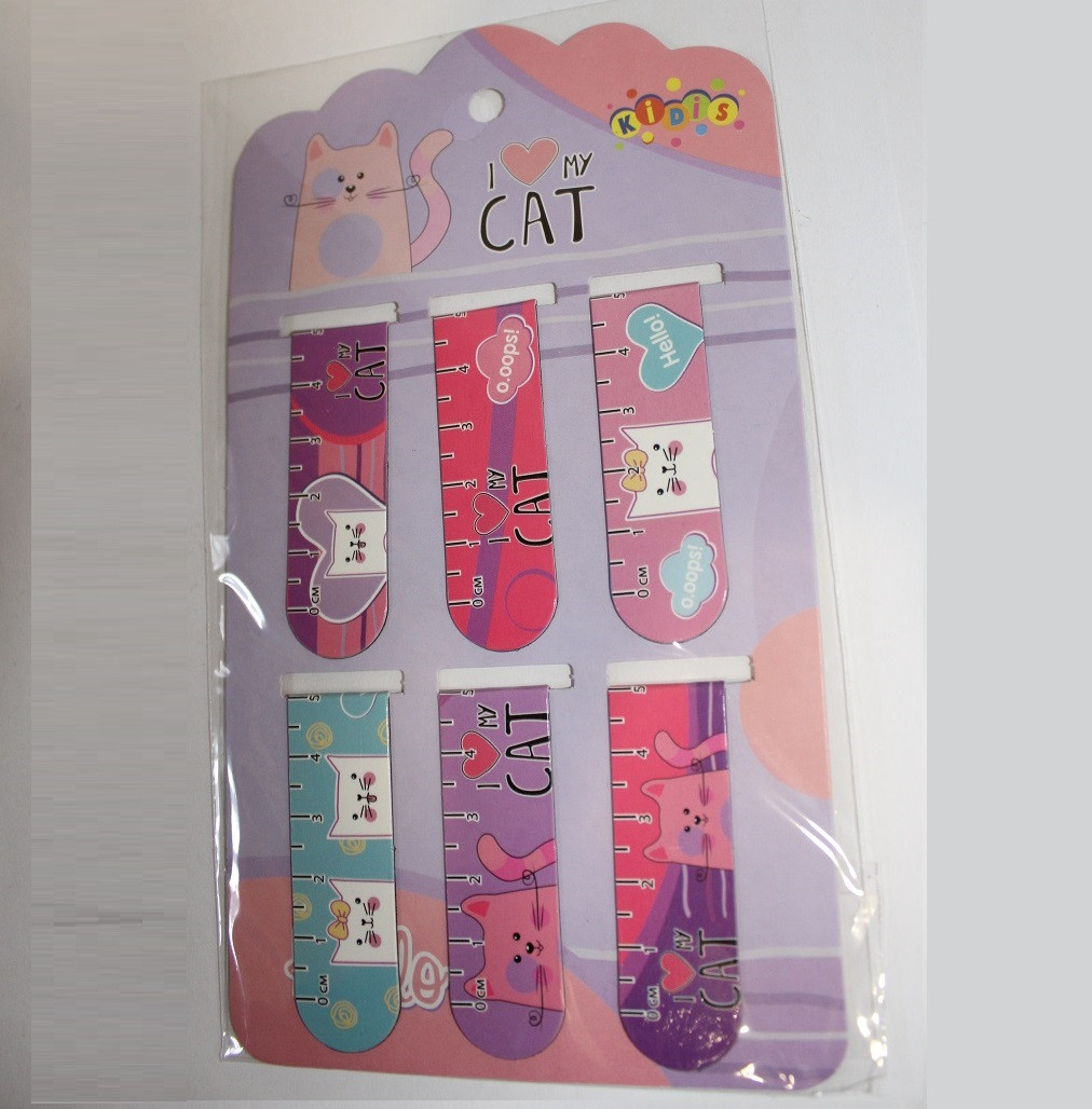 Закладка з магнітом 13482 "Котики" 6 шт. на карт. планшеті, фото 1