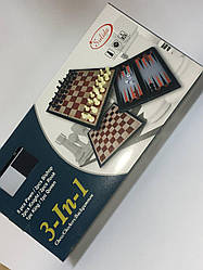 Набір ігор 3 в 1 No3883 "Шашки, шахи, нарди" 36,5*18,5 см з магнітом