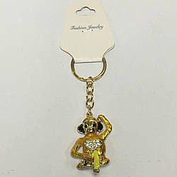 Брелок No 225-0 металевий зі стразами "Обезіана" 5,5 см/12 різновидів у уп