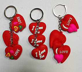 Брелок No 524-Н "Серце потрійне" силіконовий 3 різновиди/уп-12шт