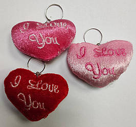 Брелок No 98-2 "Серце-LOVE" м'який 7 см/3 різновиди/уп-24 шт.