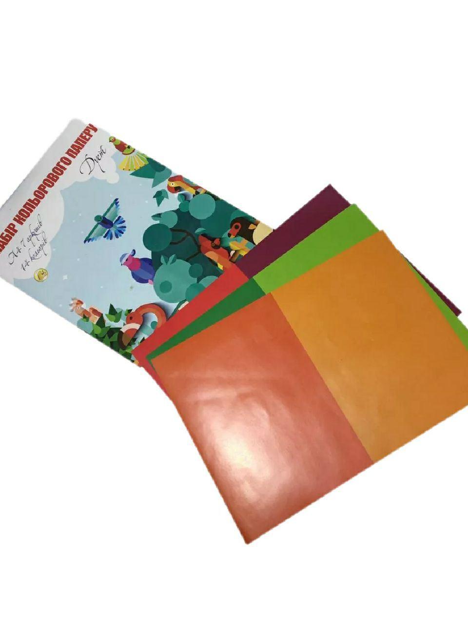 Бумага цв. А-4 "Кольоровий дует" 7 л. 14 кв., глянсовий папір, ТЕТРАДА, фото 1