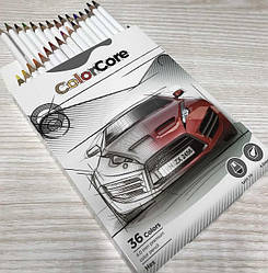 Олівці ColorCore 36цв. No3000-36СВ-А "MARCO" Авто (грифель 4 мм) білий корпус