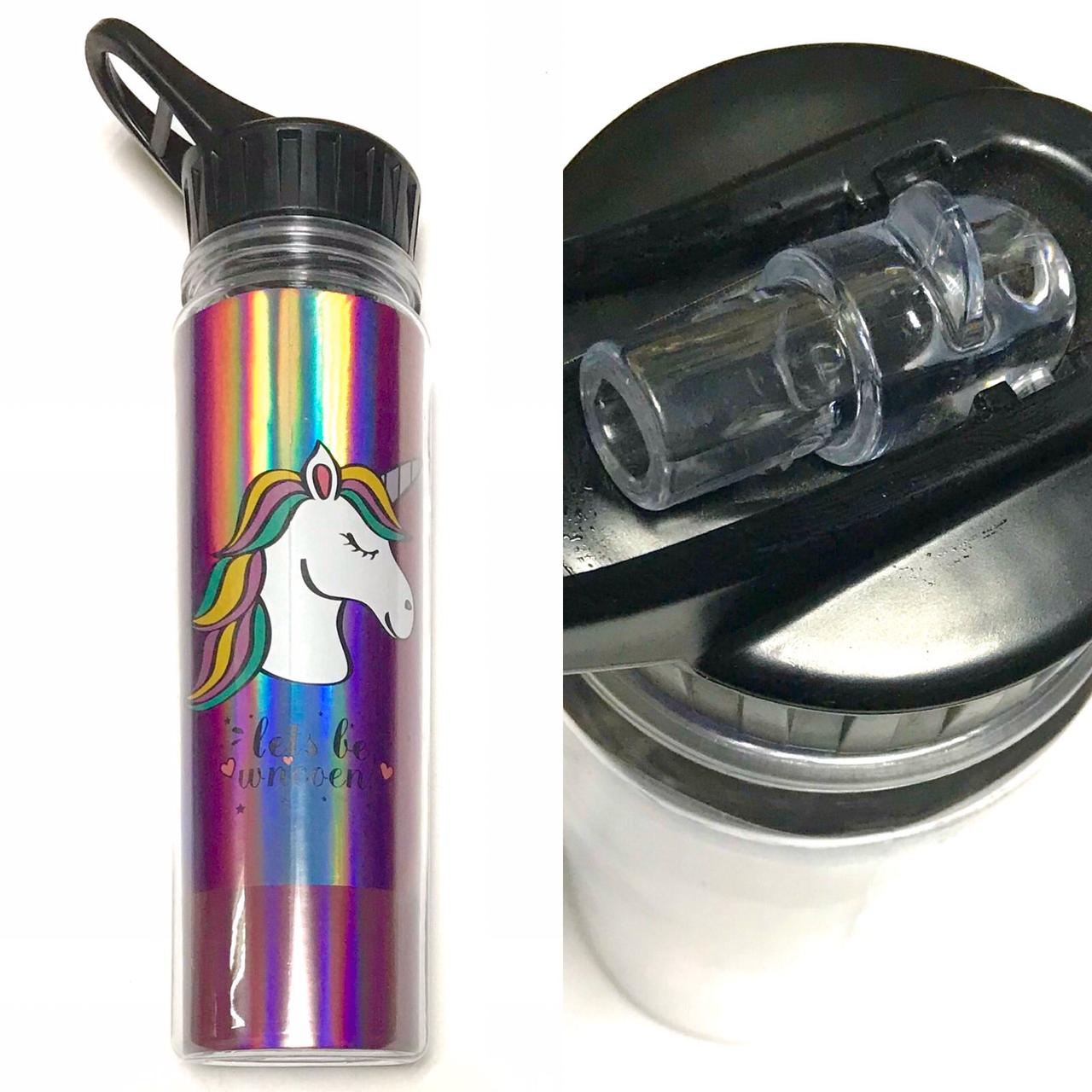 Кухоль пластик JL-6019 "Lets be unicorns" золото, 550 мл, для холодних і теплих напоїв до 70 град., фото 1