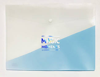 Папка-конверт А4 WB-409 пластик (180 мк) 33,5*23,3 /12уп блакитна з написом