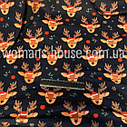 Тканина велюр Плюш (спорт) принт друкований Оленя на чорному, фото 2