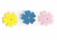 Декор фетровий 1966 "Квіти" зі стразами 3 шт., 2 см