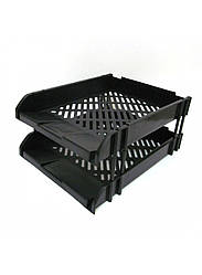 Лоток пластик. горизонтальний 2-й ЧОРНИЙ No5520В-2 (32*25,5*5см)