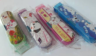 Пенал пластик. 661 Зверята (19,5*5,5*3) +двойная Підстругачка, 2отд.