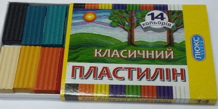 Пластилін "Люкс Колор" КЛАСТИЧНИЙ 14 кв 250 г у пеналі арт. ПЗ-47183 ящ-44/40шт, фото 1