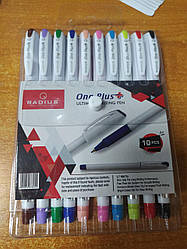 Набор ручек 10 цв. "One plus" білий корпус