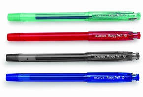 Ручка гелева. Radius — Happy gel (12 шт.) чорна/чорн. прозр. корпус