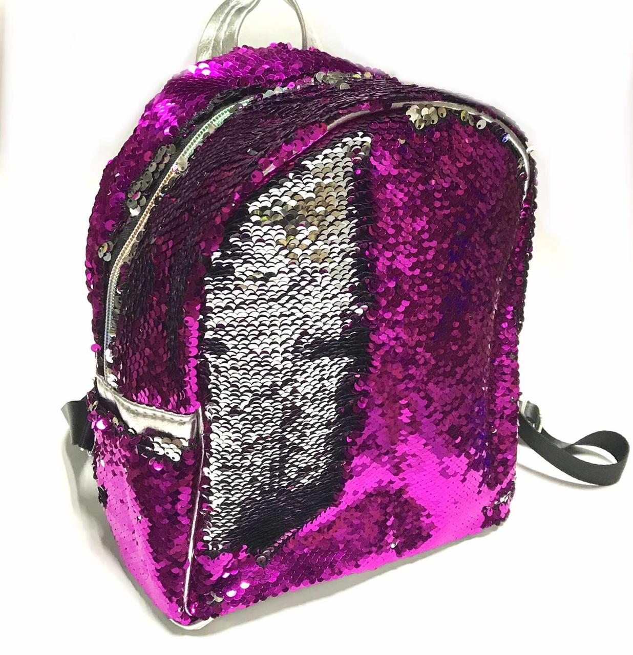 Ранець шкір.зам. 256 "Паєтки двостор" 26*22*13см 3 кольори, фото 1