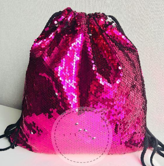 Сумка д/смінки з паєтками KD No 13628 нейлон спина "Малиновий" 42*34 см, фото 1