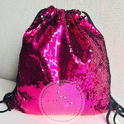 Сумка д/смінки з паєтками KD No 13628 нейлон спина "Малиновий" 42*34 см