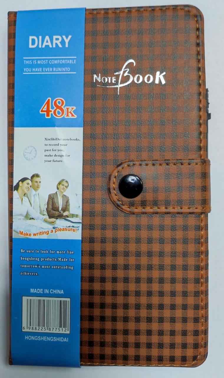 Блокнот шкір. зам. на кнопці з ручкою No 6213-48K Картатий (10,5*18) 80листів 12уп, фото 1