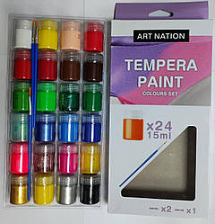 Набір темперних фарб T2415 24 кольорів*15ml "Art Nation" +3 пензлика