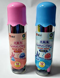 Фломастери AIHAO-1668-12 кв. у пластик колбі (тонкий)