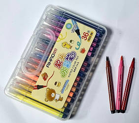 Фломастери NoАН-1555-36 кольорів "Aihao" з м'яким пензлем/пластиком. пенал