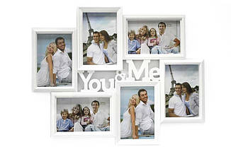 Фоторамка колаж L061 (на 6 фото) YOU & ME БІЛА 47*38