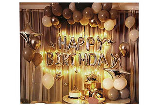 Декор святковий до дня народження T-8938 Баннер із кульками "СЕРЕБРО З ЗОЛОТОМ"